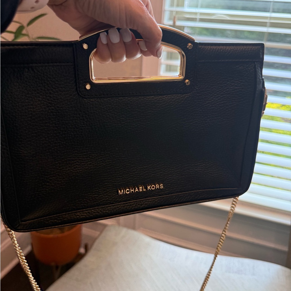 Michael Kors Black Clutch Wristlet with Gold Hardware